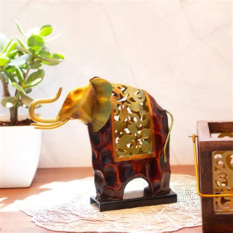 Kezevel Metal Elephant Table Decor - Handcrafted Elephant Statue Art in ...
