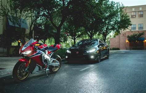 Download wallpaper Street, Parking, Civic, Type R, CBR1000RR-R, section ...