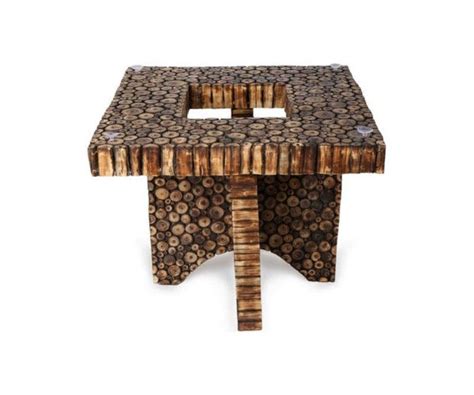 Buy Wooden Antique Square Shaped Coffee Table With 4 Stool Online ...