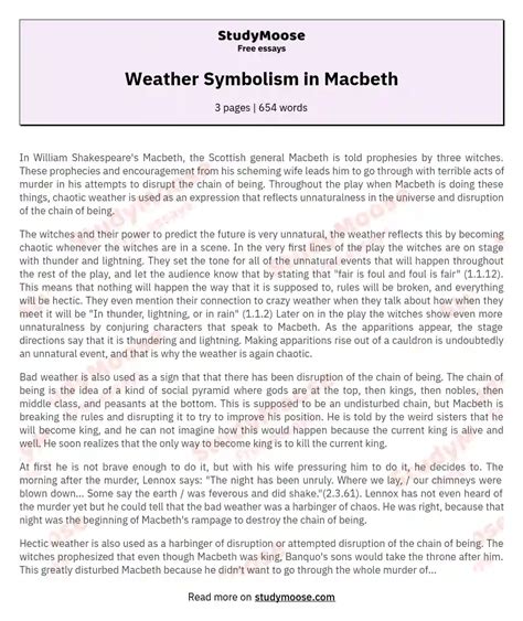 Weather Symbolism in Macbeth Free Essay Example