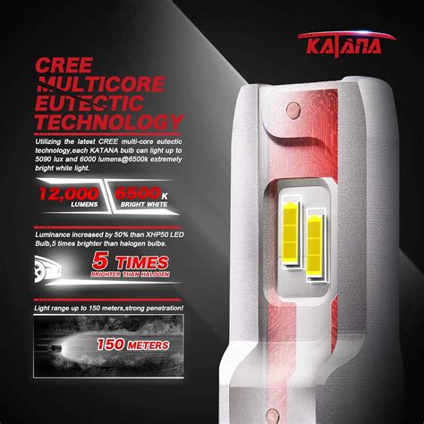 Buy KATANA 9007 HB5 LED Headlight Bulbs, 6500K Extremely Bright ...