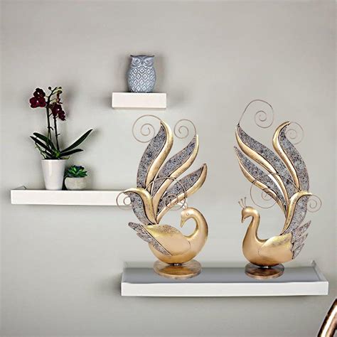 Buy Dattatreya Metal Peacock Pair Table Top Decorative Showpiece ...