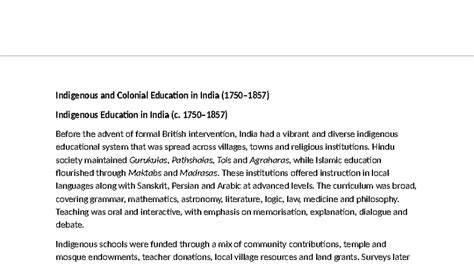 Indigenous and Colonial Education in India: A Historical Overview (HIST ...