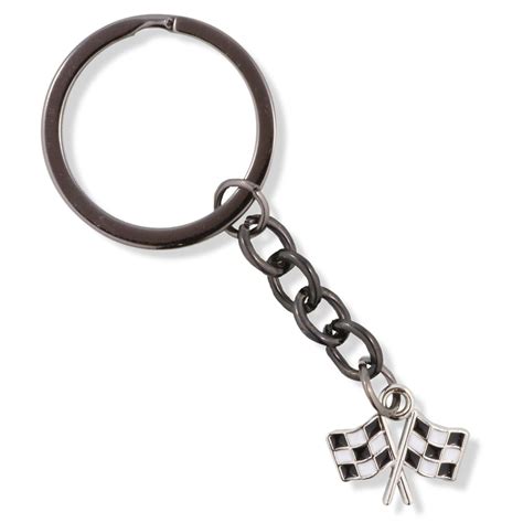 EPJ Checkered Flags Racing Finish Line Black and White Charm Keychain ...