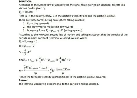 The terminal velocity of a spherical ball of radius r falling through a ...