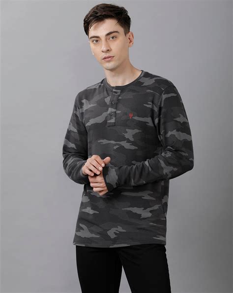 Classic Polo Mens Cotton Printed Full Sleeve Slim Fit Round Neck Multi