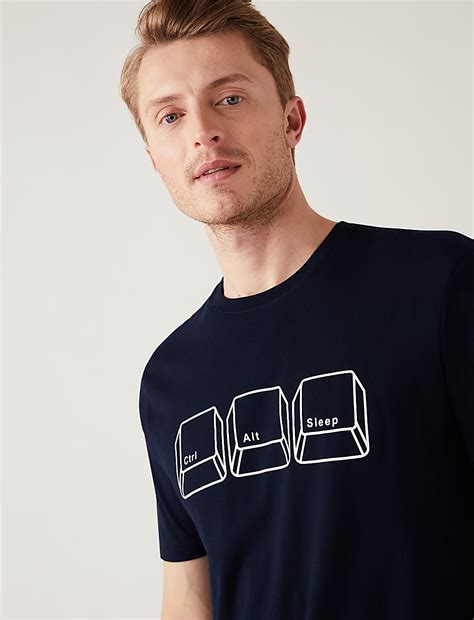 Buy Pure Cotton Computer Graphic Loungewear Top at Marks & Spencer