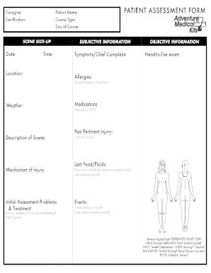 2004 Adventure Medical Kits Patient Assessment Form Fill Online ...