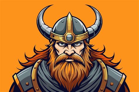 Bearded viking warrior in horned helmet vintage art | Premium AI ...