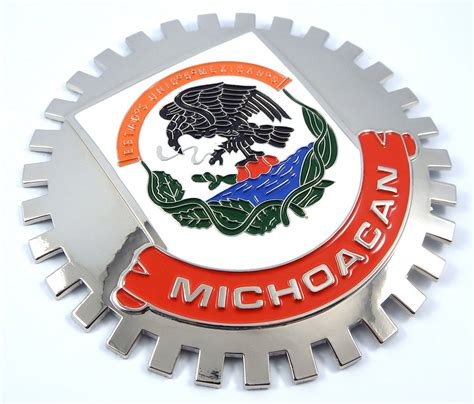 Michoacan Mexico Grille Badge for car Truck Grill Mount Mexican Flag ...