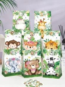14pcs/Set Jungle Animal Theme Party Favor Candy Paper Gift Bags ...