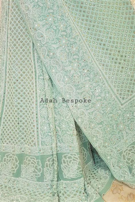 Sage Green Pure Georgette Chikankari Lehenga