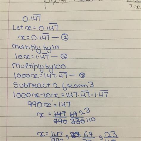 Express the numbers 0.I47 (47 bar) in the form of, where p and q are ...