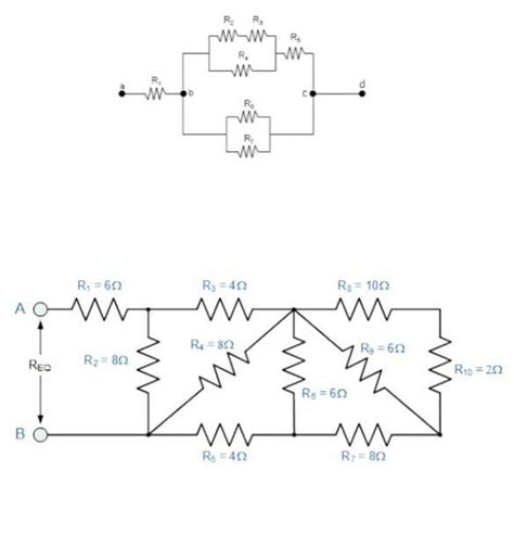2. Find total resistance at ABR1=R5=R4=10 ohmR2=R3= 5 ohmR6=R7=30 ...