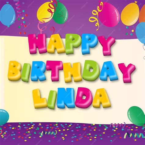 Premium Photo | Happy Birthday Linda Gold Confetti Cute Balloon Card ...