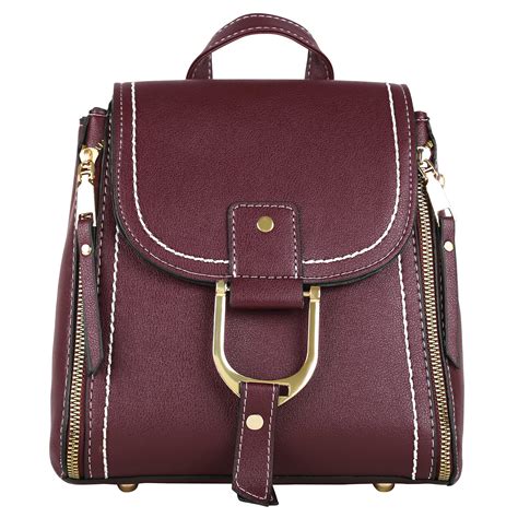 Regular Size Branded Maroon and Beige Backpack for Women - Stylish ...