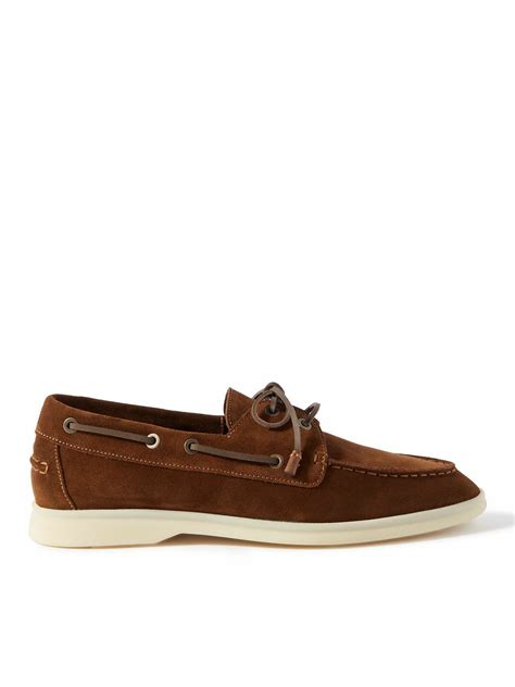 Loro Piana - Sea-Sail Walk Leather-Trimmed Suede Boat Shoes - Brown ...