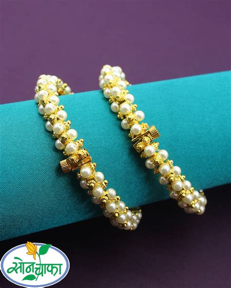 GOLDEN & PEARL BEADS BANGLES – Sonchafa