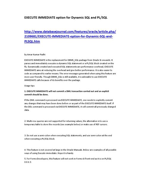 Execute Immediate Examples in PL SQL 的图像结果