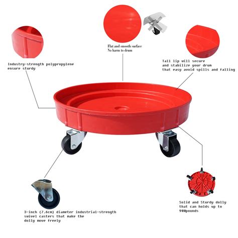 30 Gallon and 55 Gallon Heavy Duty Plastic Drum Dolly – Durable Plastic ...