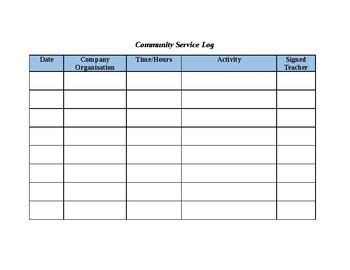 Rezultat imagine pentru Community Service Log