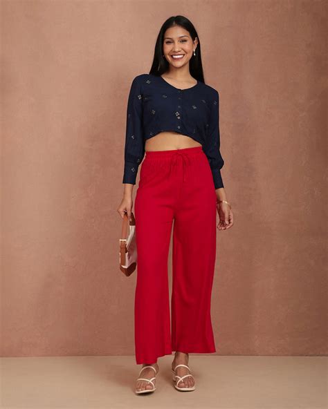 Twinbirds Lip stick Women Wide Leg Palazzo