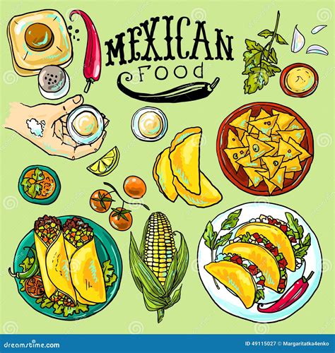 Mexican Food Illustration Stock Vector - Image: 49115027
