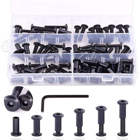 Buy Keadic 121 Pieces M6 Black Socket Cap Bolts Barrel Nuts Kit ...