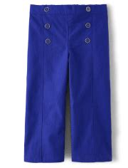 Girls Linen-Blend Cropped Wide Leg Pants - Italian Riviera - BLUE ...