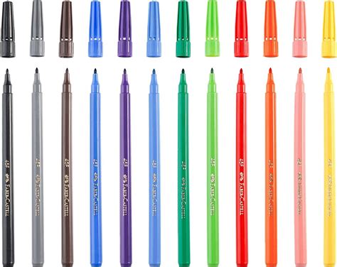 FABER-CASTLE 12 Fiber-Tip Color Markers, Felt Tip Pens With Extensive ...