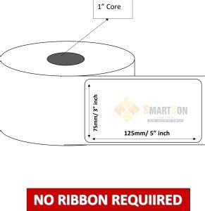 SMARTSON Direct Thermal Barcode label (125mm x 75mm) 3x5 inch (400 ...