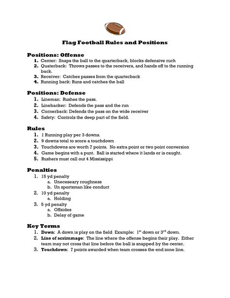 Basic Flag Football Rules Miami Dade County Public Schools Physical