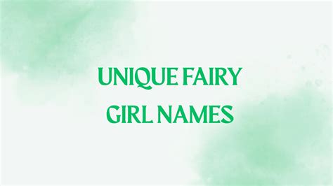 100 Unique Fairy Girl Names