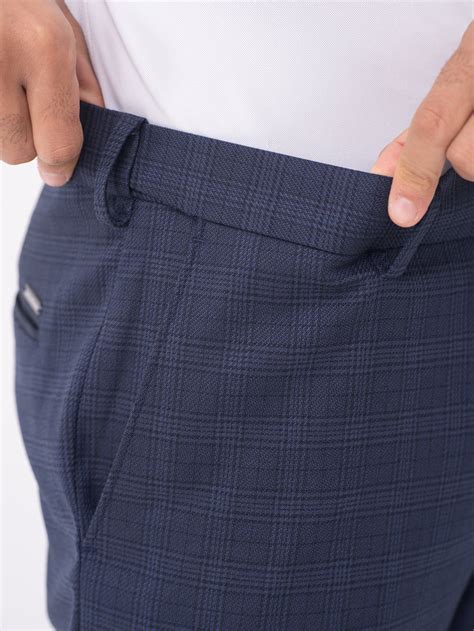 Buy Men Navy Slim Fit Stretchable Formal Trouser