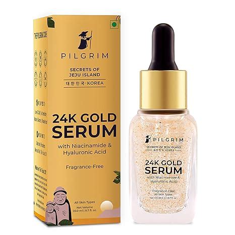 Pilgrim 24K Gold Face Serum With Niacinamide & Hyaluronic Acid, Dewy ...