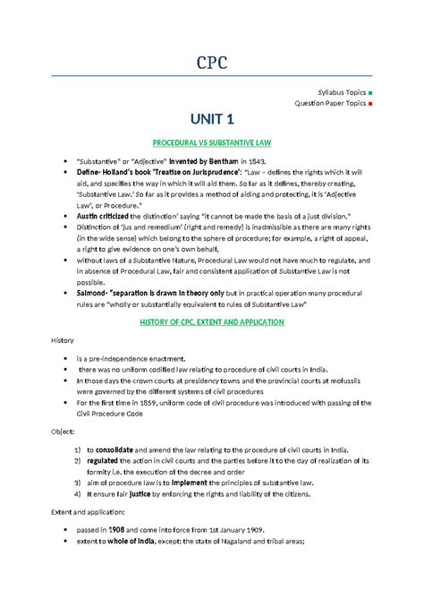CPC Notes U1 - Land law - CPC Syllabus Topics Question Paper Topics ...