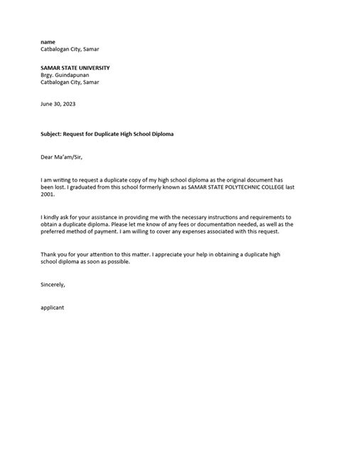 Letter Request Diploma | PDF