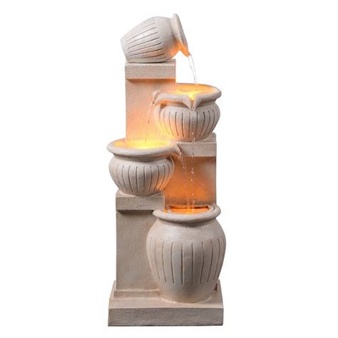 Teamson Home 28.35-in H Resin Solar Powered Tiered Outdoor Fountain ...