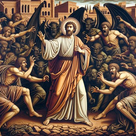 Jesus casting out le | Bible Art