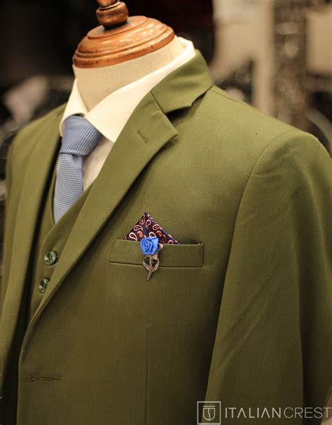 Italian Crest Men's Green 3-Piece Single Breasted Suit