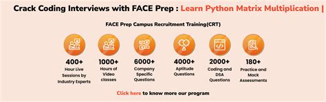 Python Matrix Multiplication: Program and Examples | FACE Prep