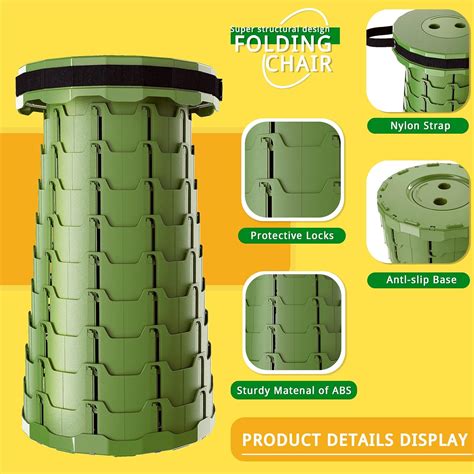 Buy ASNUG Portable Retractable Folding Stool, Sturdy Folding Camping ...