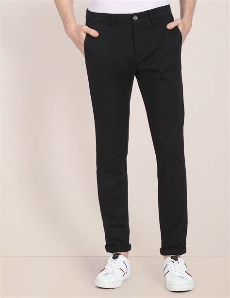 Buy Men Mid Rise Solid Casual Trousers Black|U.S. Polo Assn. India
