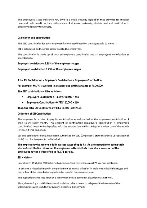 ESIC ACT - ESIC ACT - The Employees’ State Insurance Act, 1948 is a ...