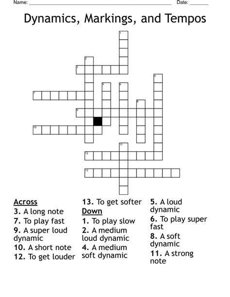 Tempos and Dynamics Crossword - WordMint