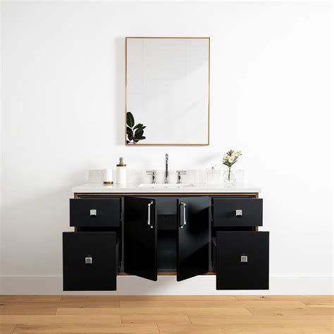 Sidney 48" Wall Mount Matte Black Bathroom Vanity - Teodor Vanities ...