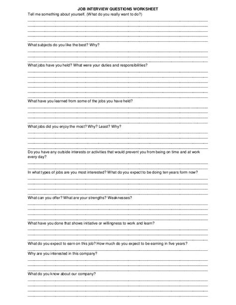Image result for Mock Interview Printable Worksheets