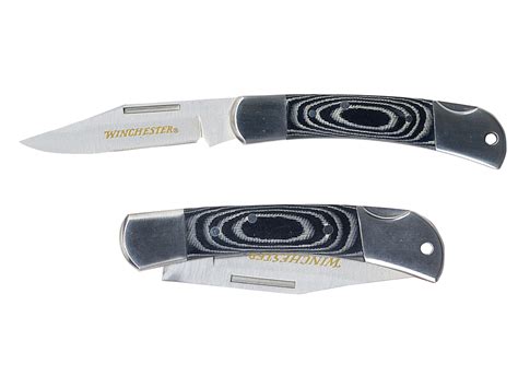 Winchester 2-Piece Folding Knife Set 2.5 & 3 SS Blade Black Micarta