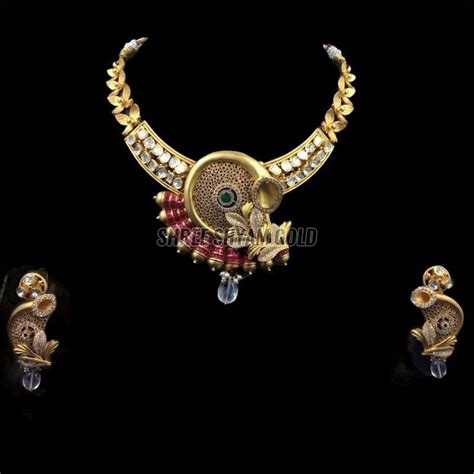 22k Real Gold Indian Traditional Royal Necklace Set Manufacturers and ...