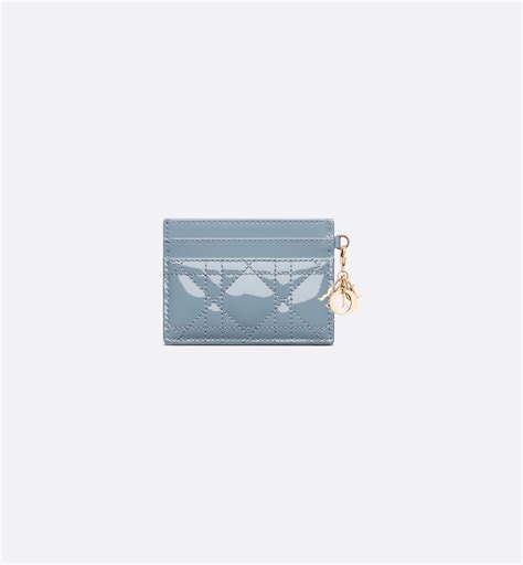 Porte-cartes Freesia Lady Dior Cuir de veau Cannage verni couleur cloud ...